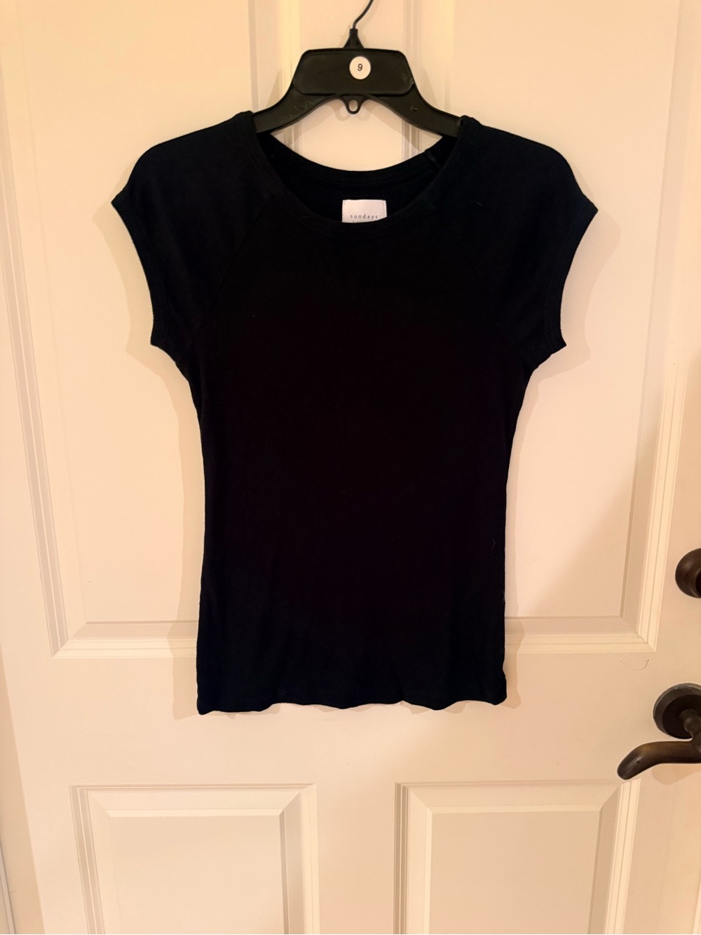 Sundays We Are Sundays Women's Black Short Sleeve ribbed soft Crewneck Top